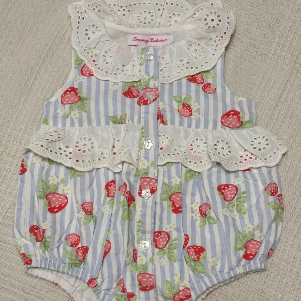 Tommy Bahama Blue and White Strawberry Diaper Cover Set